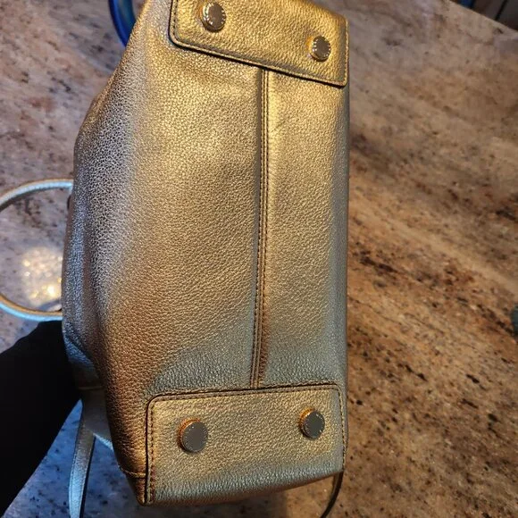 Michael Kors Gold Satchel Bowling Bag style w crossbody strap - Picture 11 of 16